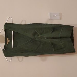 Green cotton button-down sweater vest